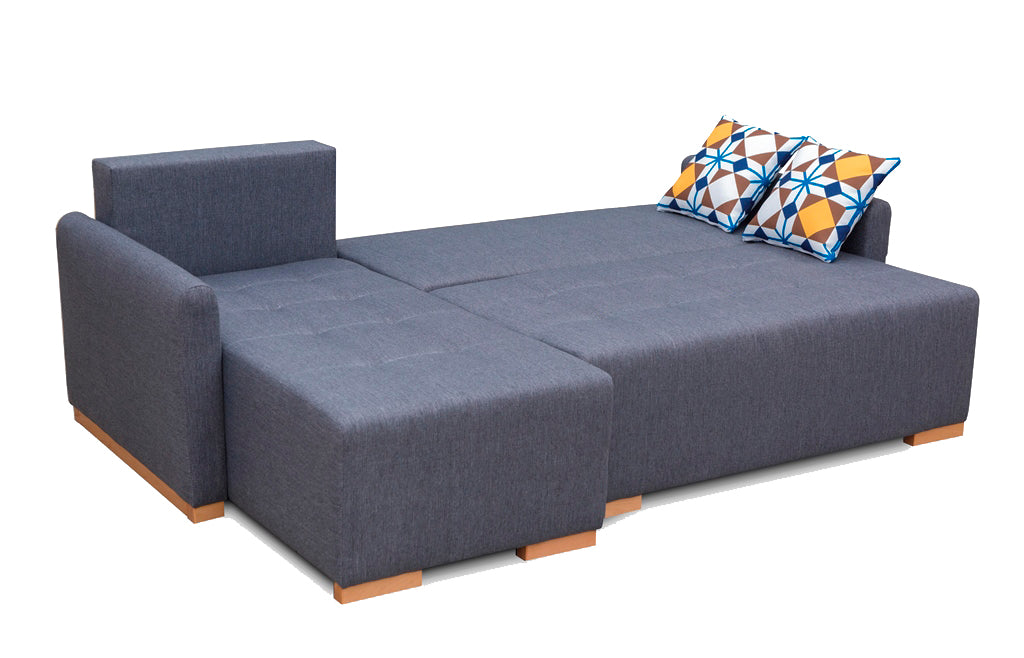 Sofá chaise longue com cama e baú barato - X1 