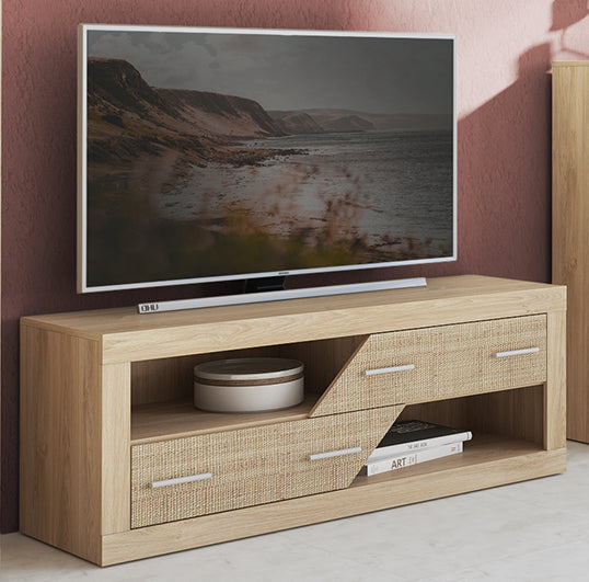 Low TV Furniture With 2 Drawers Chaffle 130cm - Lara