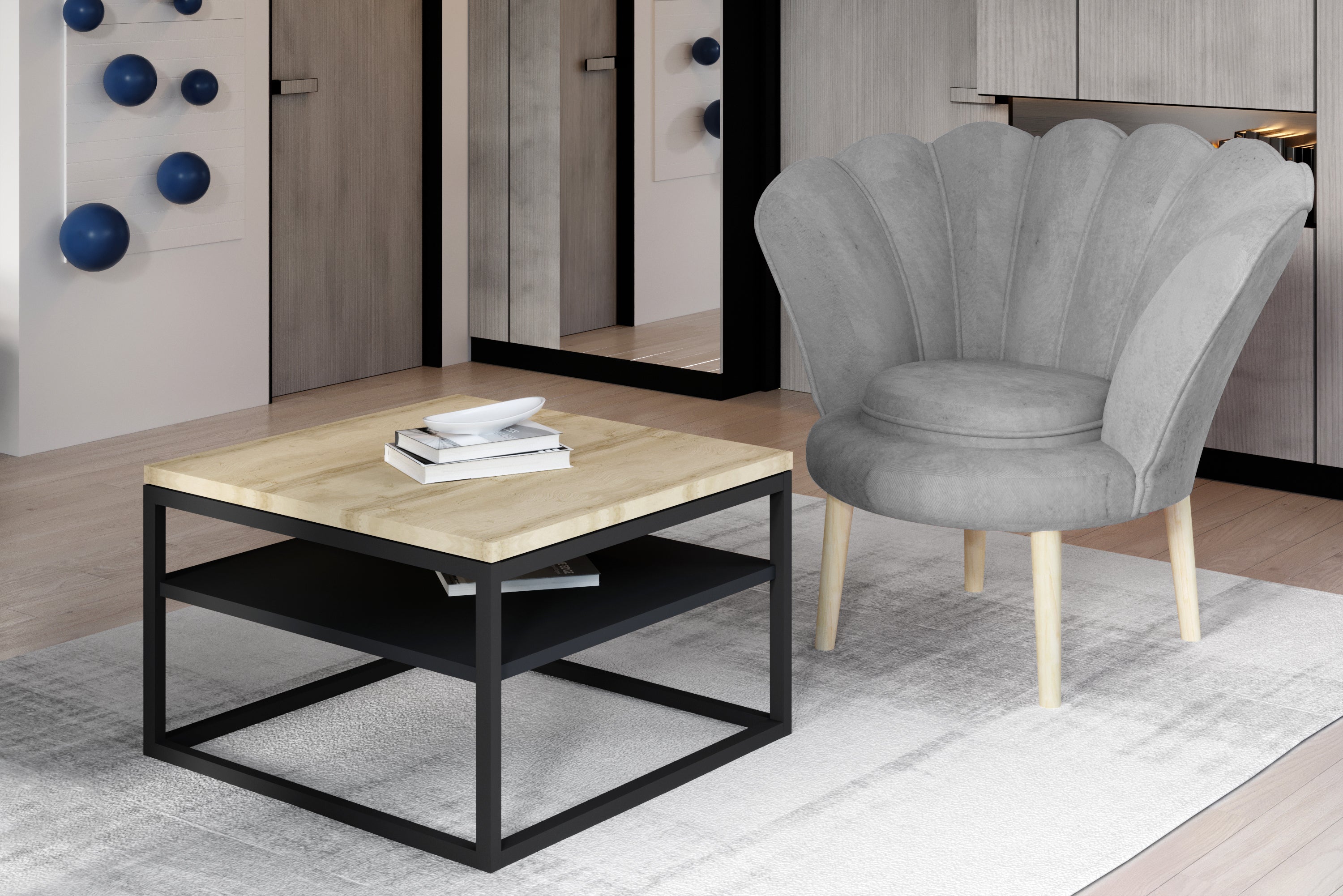 Chair and coffee table set-Lupe Vivien