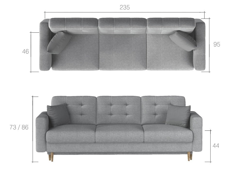 Conjunto sofá-cama 3+1 mais poltrona estofada estofada – Copenhagen 
