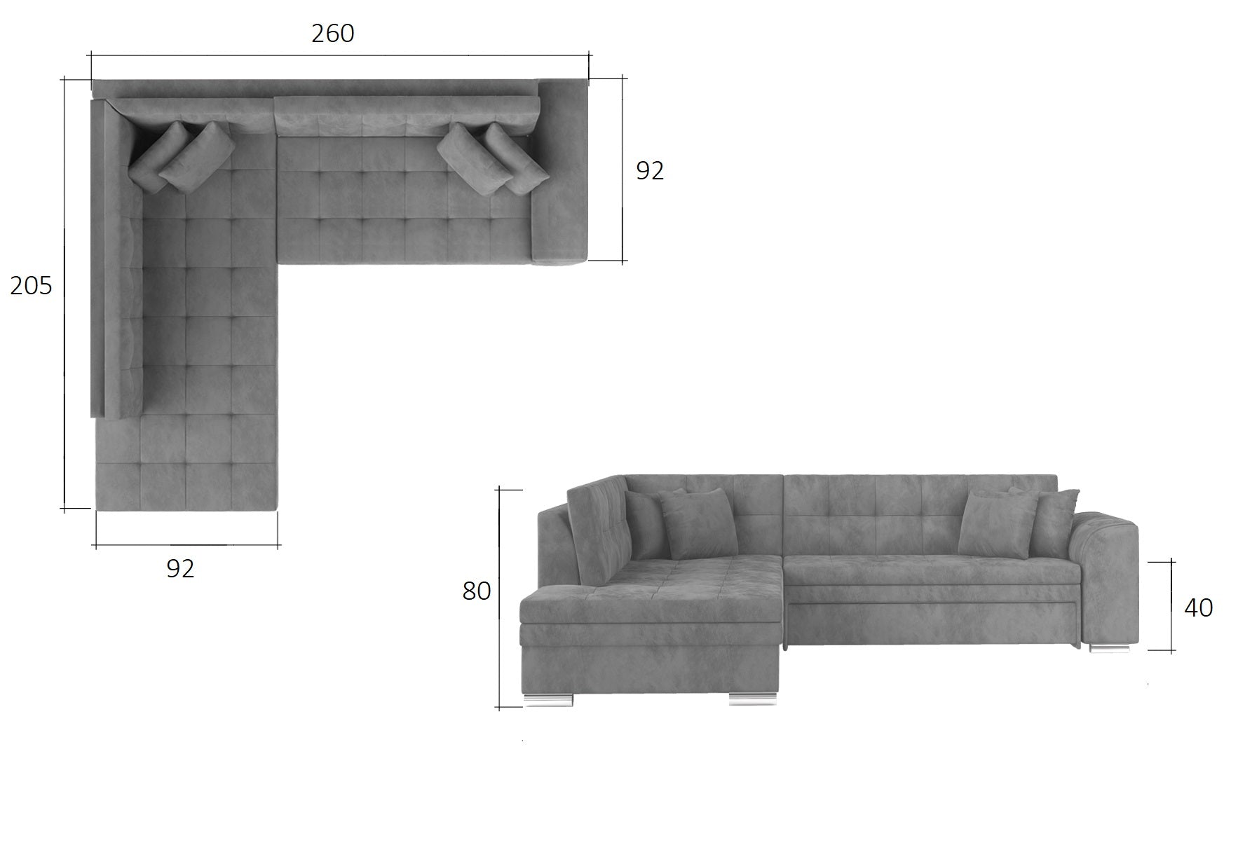 Medidas de sofá Rinconera