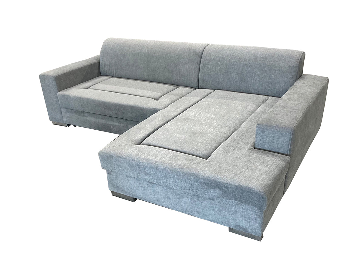 Sofá chaise longue com cama e baú ‒ Rodas
