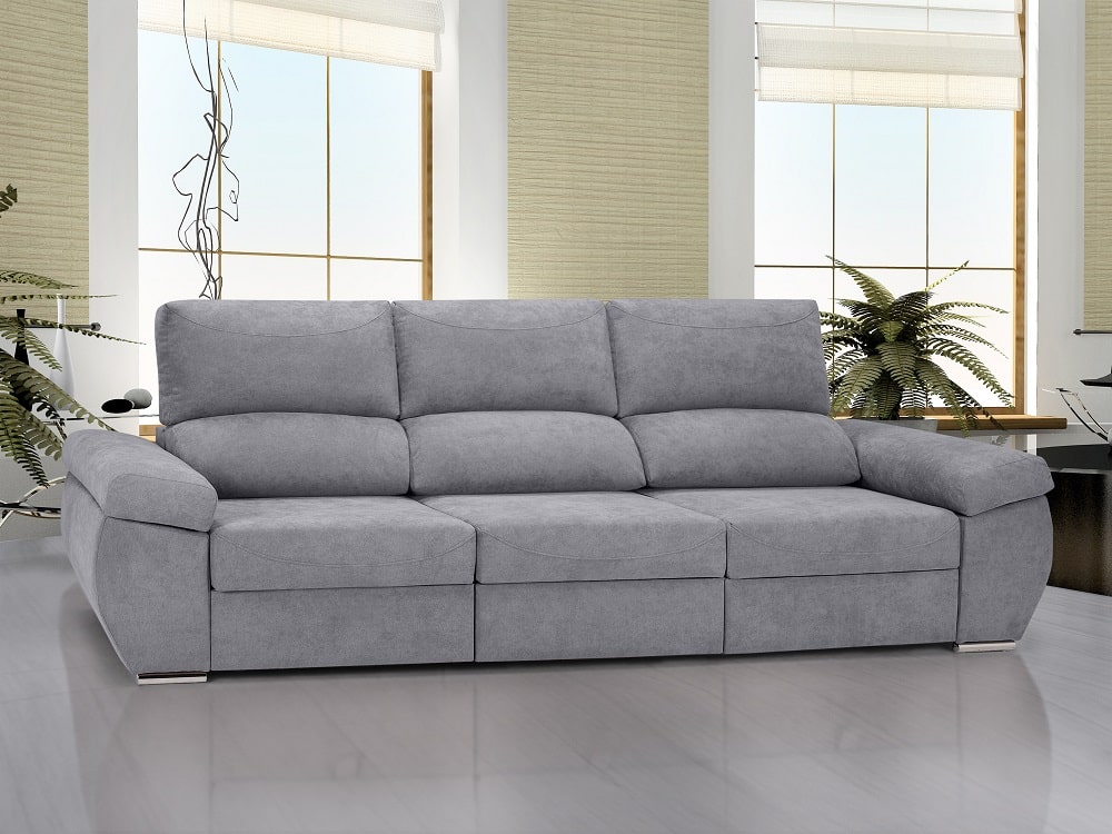  Sofá grande, moderno de 3 plazas, sofá de tres