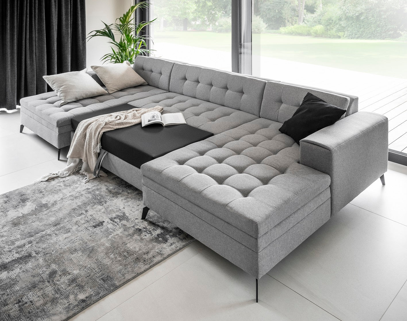 Grande sofá de canto dobrável em forma de U - VERTIZO