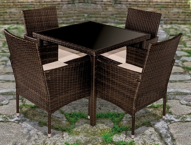 Conjunto jardín mesa cuadrada + 4 sillas con brazos – Abril