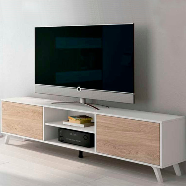 Mueble TV moderno con patas altas inclinadas, 180 cm – Soto
