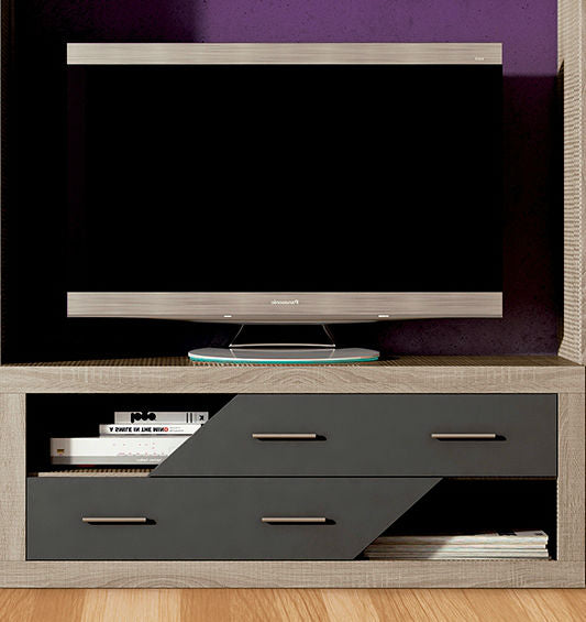 Low TV Furniture With 2 Drawers Chaffle 130cm - Lara