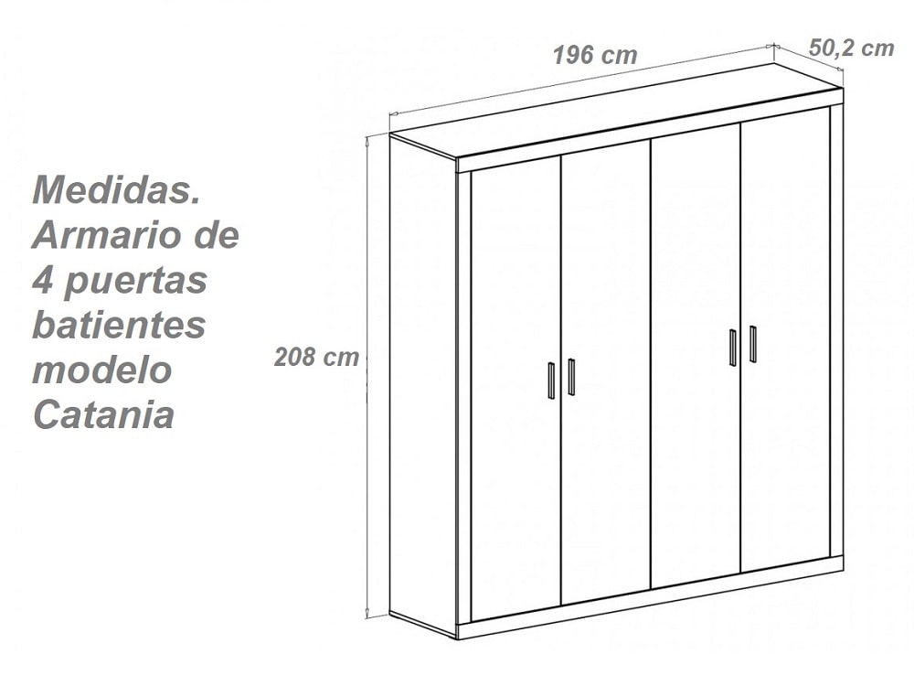 Grande armoire moderne, 4 portes battantes - Lara