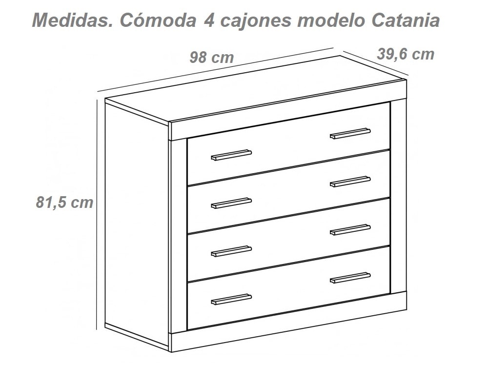 Cómoda moderna, 4 cajones con 2 tiradores - Catania - Don Baraton: tienda  de sofás, colchones y muebles
