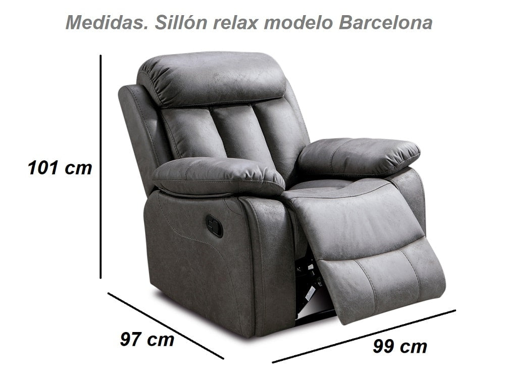 Conjunto 3+1+1: sofá tres plazas y dos sillones relax – Madrid