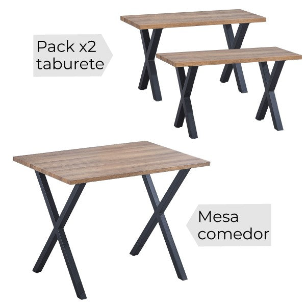 Conjunto mesa + 2 taburetes Videl