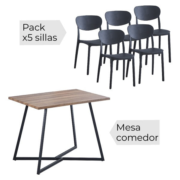 Conjunto mesa Kirby + 5 sillas Videl