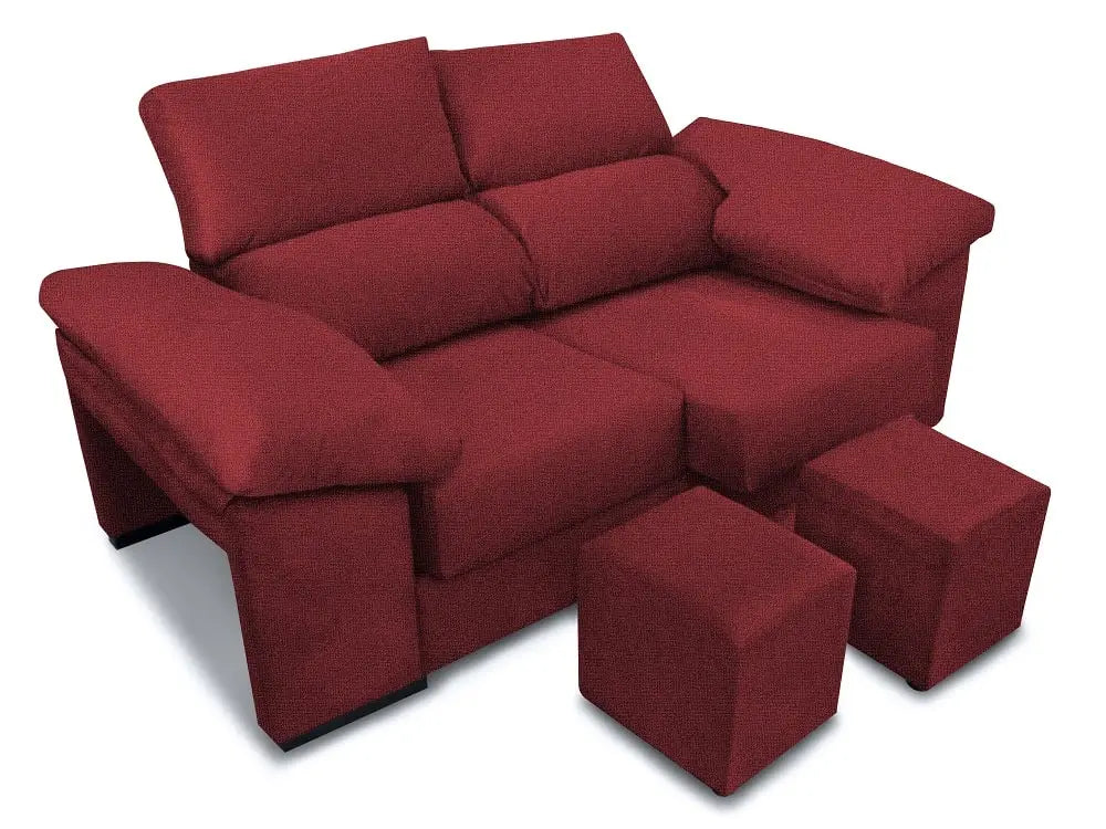 Conjunto de sofás 3+2, asientos deslizantes, respaldos reclinables y 4 pufs – Toledo
