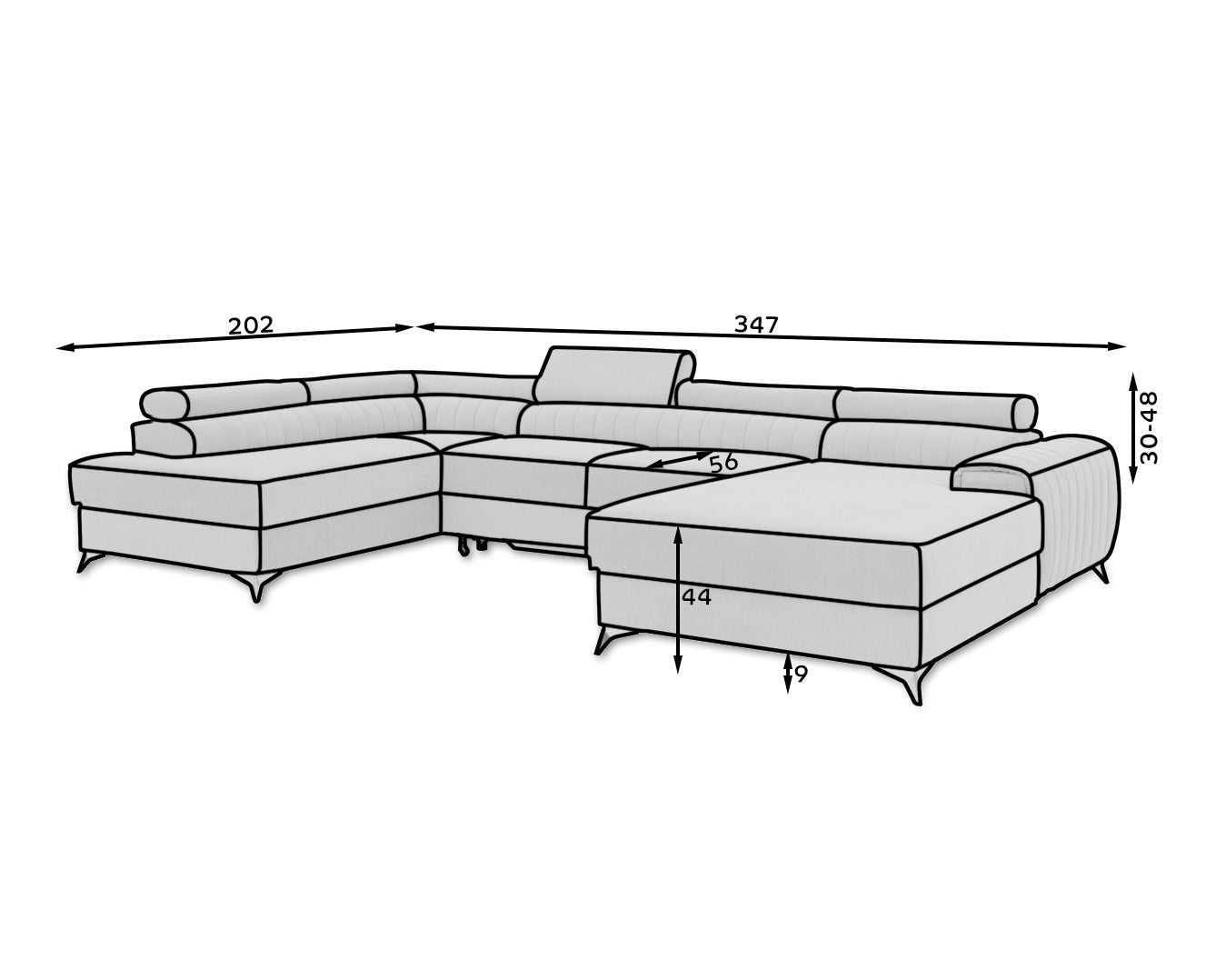 Medidas de sofá en forma de U modelo lacante