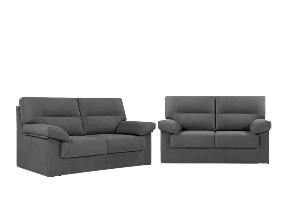 Conjunto de sofás 3+2 en tela sintética gris – MORETTI
