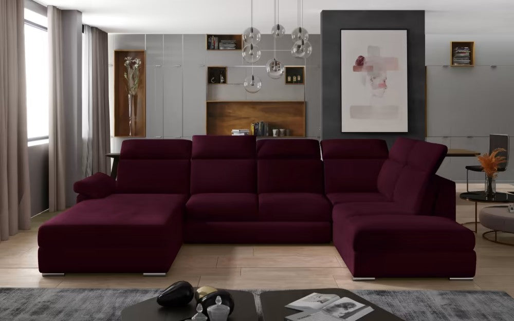 U-sofa moderne-Evanell.  Avec lit et coffre amovibles (2 chaiselongs)