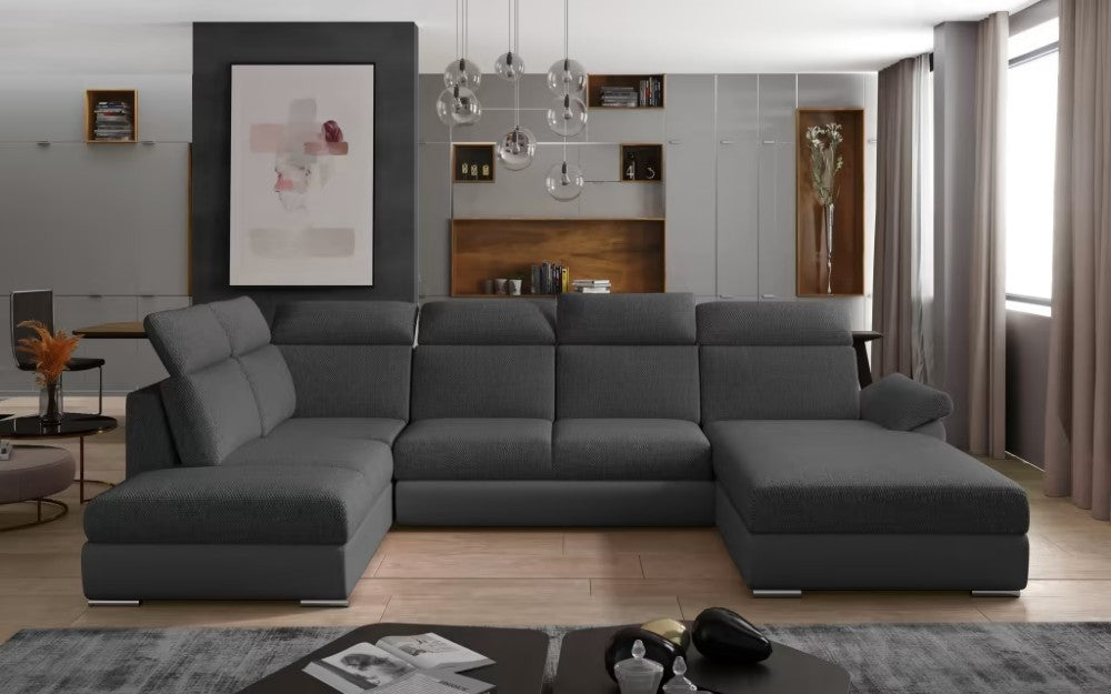 U-sofa moderne-Evanell.  Avec lit et coffre amovibles (2 chaiselongs)