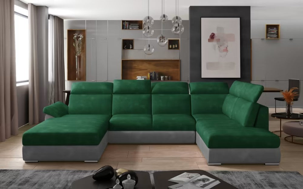 U-sofa moderne-Evanell.  Avec lit et coffre amovibles (2 chaiselongs)