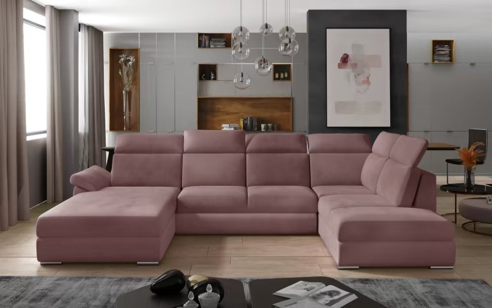 U-sofa moderne-Evanell.  Avec lit et coffre amovibles (2 chaiselongs)